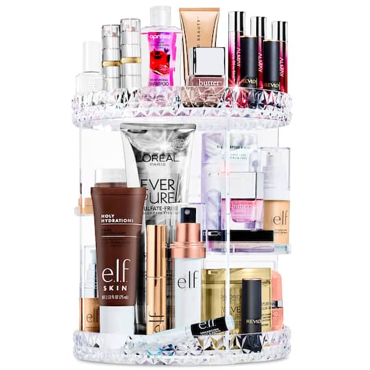 Sorbus 360 Rotating Makeup Organizer - Spinning cosmetics organizer, Adjustable Shelves for Make Up, Perfume & more - Clear